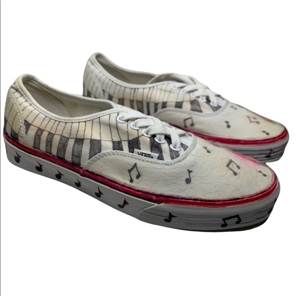 Vans Artisan Hand Painted Street Wear Keyboard & Musical Notes Unique Size 10.5 - Picture 1 of 9